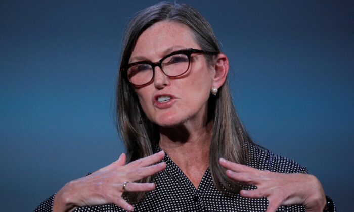 Cathie Wood, founder and CEO of ARK Investment Management LLC, speaks during the Skybridge Capital SALT New York 2021 conference in New York City, on Sept. 13, 2021. (Brendan McDermid/Reuters)