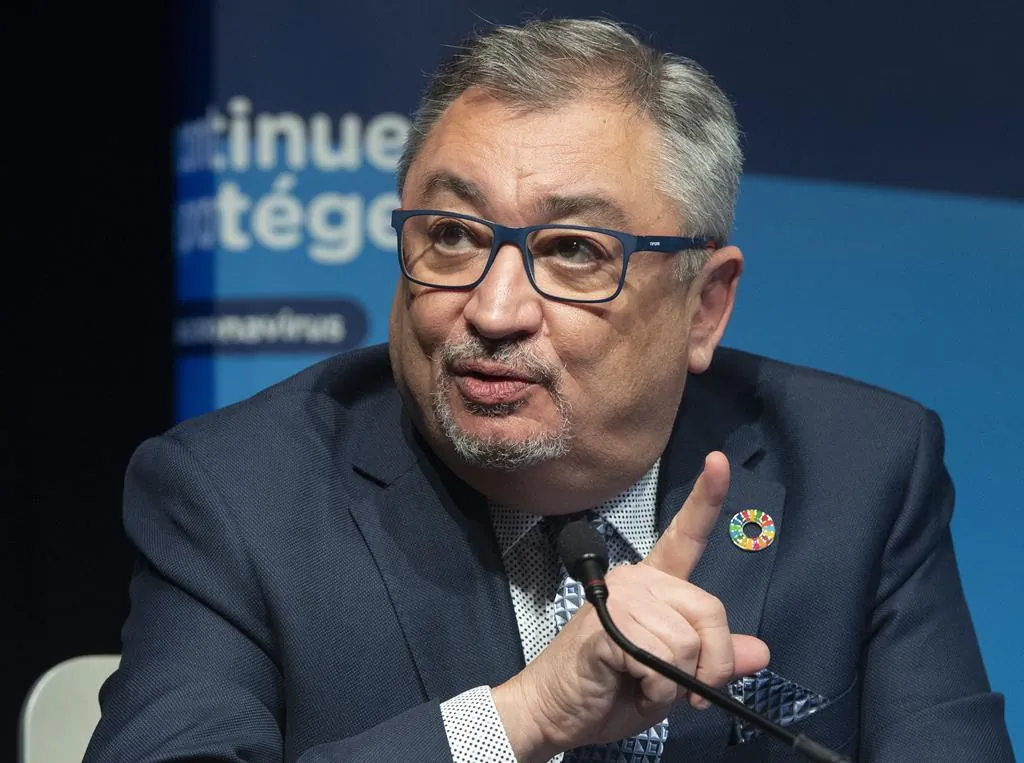 Quebec Public Health Director Horacio Arruda speaks during a news conference in Montreal, December 30, 2021. (The Canadian Press/Graham Hughes)