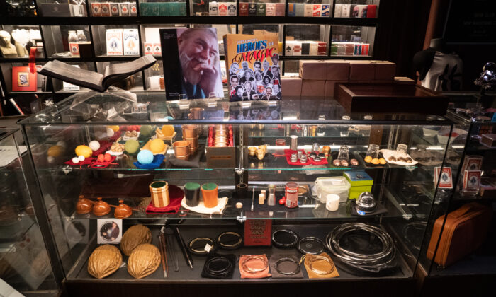 A display case of magic tricks for sale at Tannen’s, New York City’s oldest magic shop. (Dave Paone/The Epoch Times)