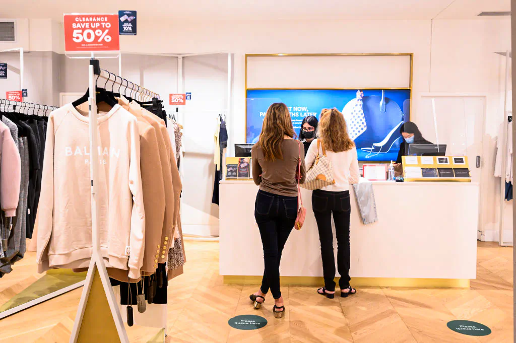 Shoppers visit the David Jones Department store during the Boxing Day sales in Sydney, Australia on Dec. 26, 2021. (Wendell Teodoro/Getty Images)
