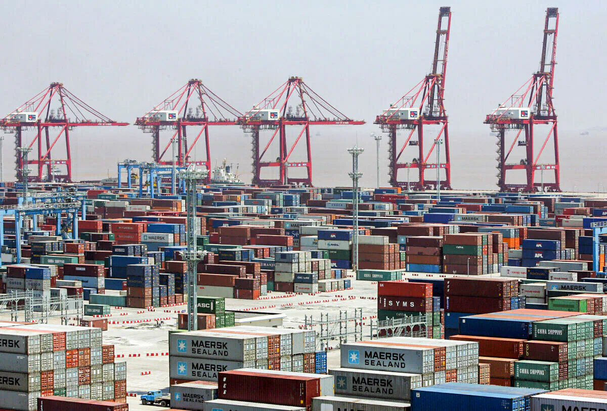 Containers await loading at Ningbo Port, 09 June 2005, in China's southeastern Zhejiang province. (Frederic J. Brown/AFP via Getty Images)