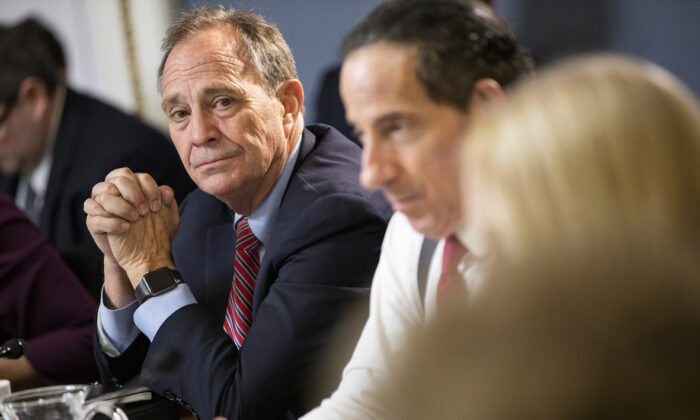 Rep. Ed Perlmutter (D-Colo.) looks over at other committee members during a House Rules Committee hearing in Washington, D.C., on Dec. 17, 2019. (Samuel Corum/Getty Images)