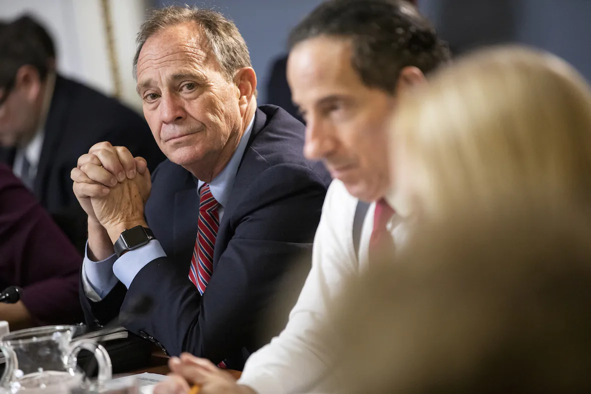 Rep. Ed Perlmutter (D-Colo.) looks over at other committee members during a House Rules Committee hearing in Washington, D.C., on Dec. 17, 2019. (Samuel Corum/Getty Images)