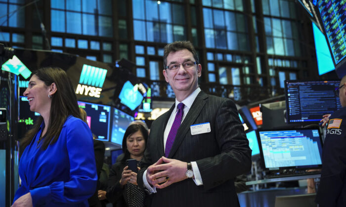 Albert Bourla, chief executive officer of Pfizer pharmaceutical company, at the New York Stock Exchange in New York City on Jan. 17, 2019. (Drew Angerer/Getty Images)