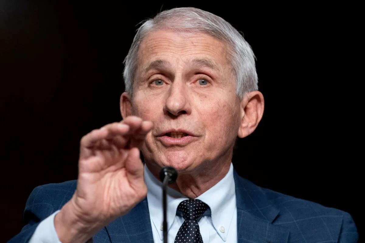 Dr. Anthony Fauci, director of the National Institute of Allergy and Infectious Diseases, testifies to a congressional panel in Washington on Jan. 11, 2022. (Greg Nash/Pool/AFP via Getty Images)