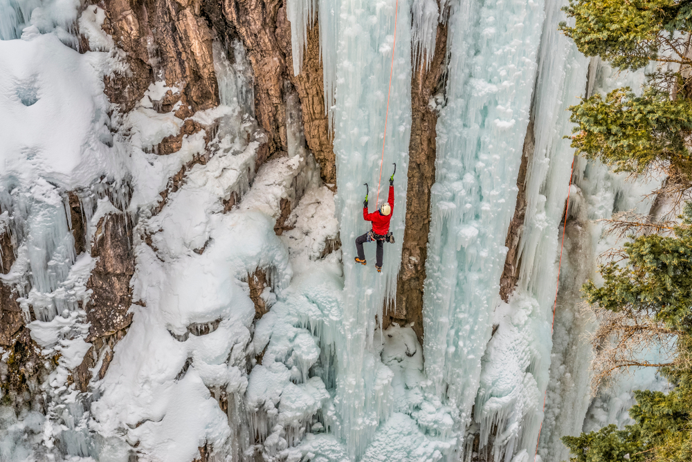 An ice climber ascends at Ouray Ice Park, Colo., in this file photo. (Danita Delimont/Shutterstock)