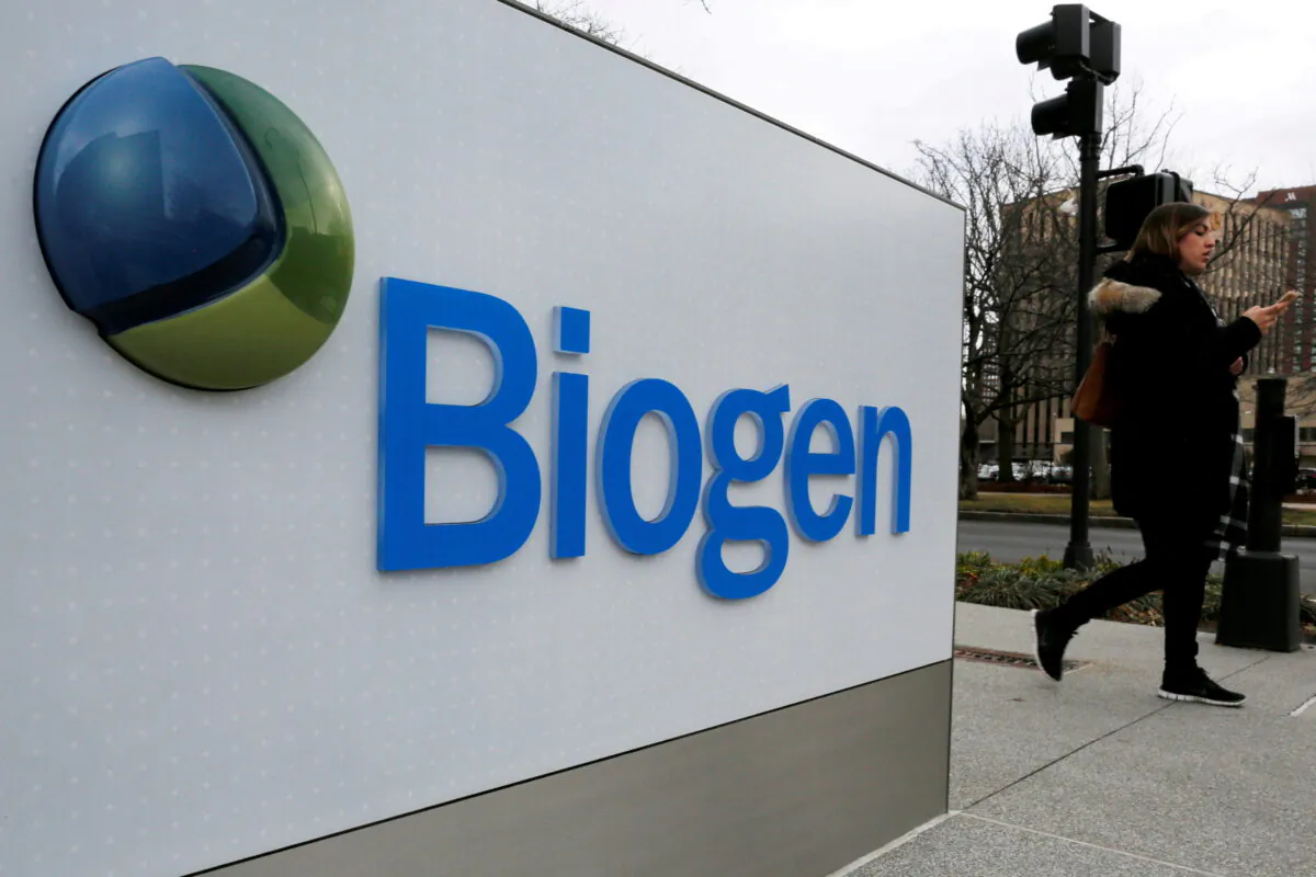 A sign marks a Biogen facility in Cambridge, Mass., on Jan. 26, 2017.  (Brian Snyder/Reuters)