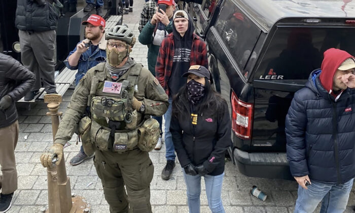 Jeremy Brown, a retired U.S. Army Green Beret, dressed in tactical gear at the U.S. Capitol on Jan. 6, 2021. (U.S. Department of Justice)