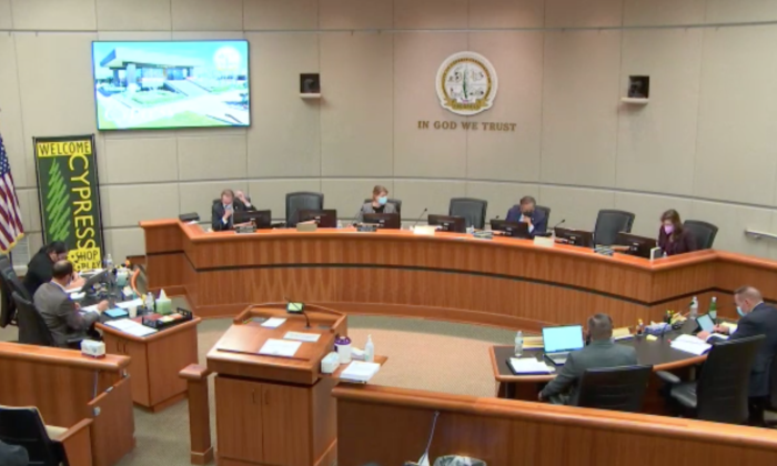 Cypress City Council meeting on Jan. 10, 2022. (Screenshot via Cypress City Council)