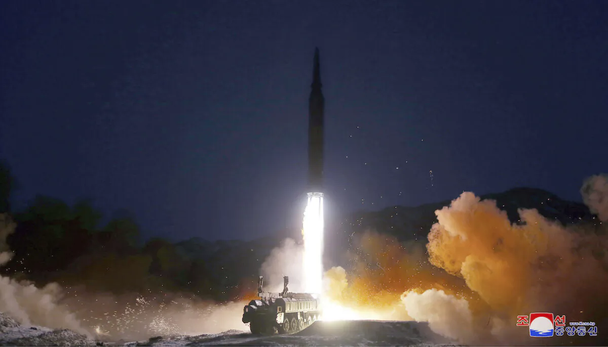 This photo provided by the North Korean government shows what it says a test launch of a hypersonic missile on Jan. 11, 2022, in North Korea. The content of this image is as provided and cannot be independently verified. (Korean Central News Agency/Korea News Service via AP)