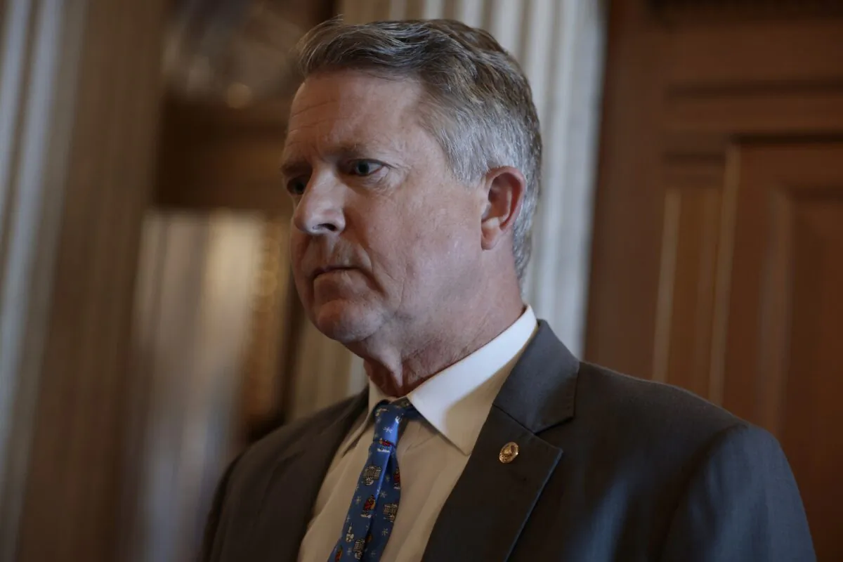 Sen. Roger Marshall (R-Kan.) walks on Capitol Hill in Washington on Dec. 7, 2021. (Anna Moneymaker/Getty Images)