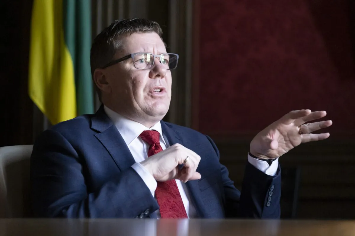 Premier Scott Moe speaks in a year-end interview in Regina on Dec. 15, 2020. (The Canadian Press/Michael Bell)