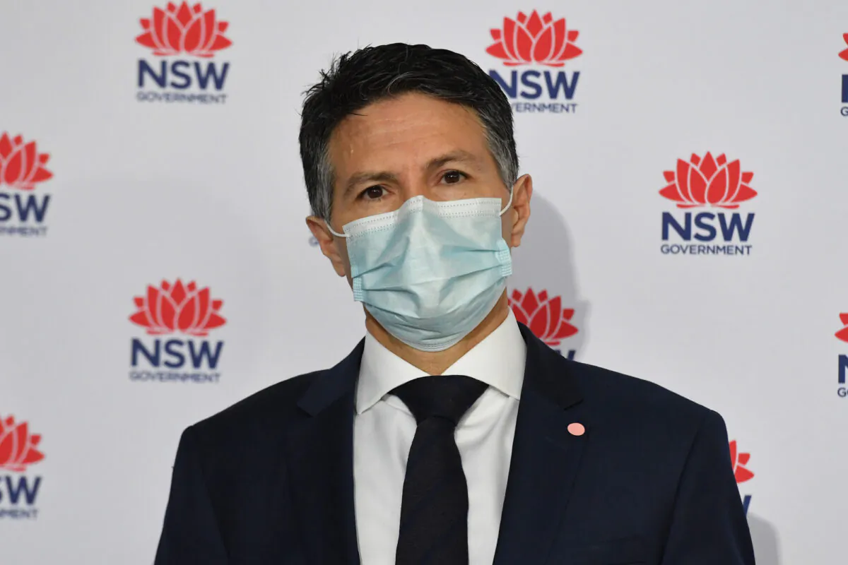 NSW Minister for Customer Service Victor Dominello at a press conference to provide a COVID-19 update in Sydney, Australia, on July 21, 2021. (AAP Image/Pool/Mick Tsikas)