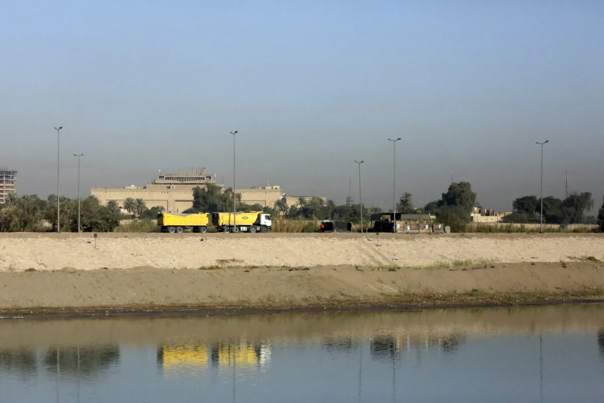 This image shows a partial view of the Green Zone, which houses the seat of the Iraqi government as well as the US embassy, in the capital Baghdad, on Dec. 19, 2021, after two rockets targeted the area early in the morning. (Sabah Arar/AFP via Getty Images)