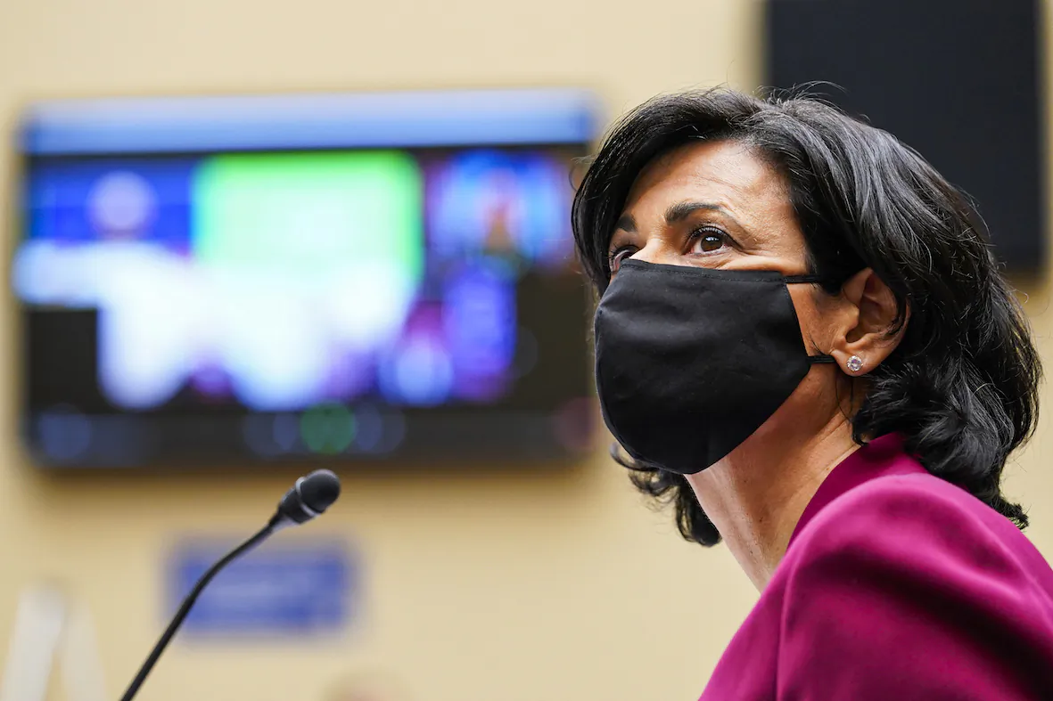 Centers for Disease Control and Prevention Director Dr. Rochelle Walensky listens during a House Select Subcommittee on the Coronavirus Crisis hearing on Capitol Hill in Washington on April 15, 2021. (Susan Walsh/AP Photo/Pool)
