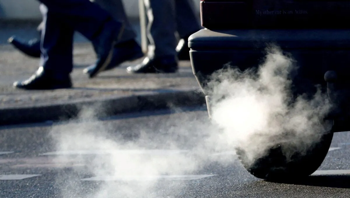 An exhaust pipe of a car is pictured on a street in Berlin, Germany, on Feb. 22, 2018. (Fabrizio Bensch/Reuters)