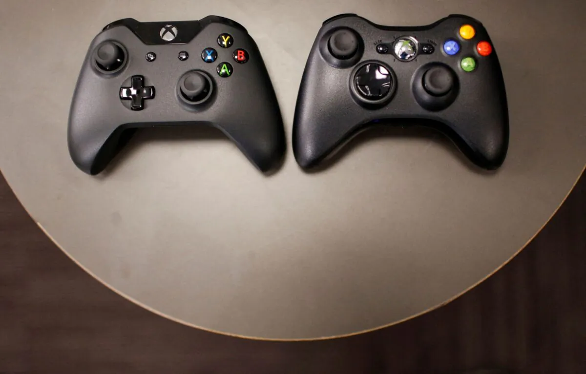 The new Xbox One controller (R), next to the previous controller during a press event unveiling Microsoft's new Xbox One in Redmond, Washington, on May 21, 2013. (Nick Adams/Reuters)
