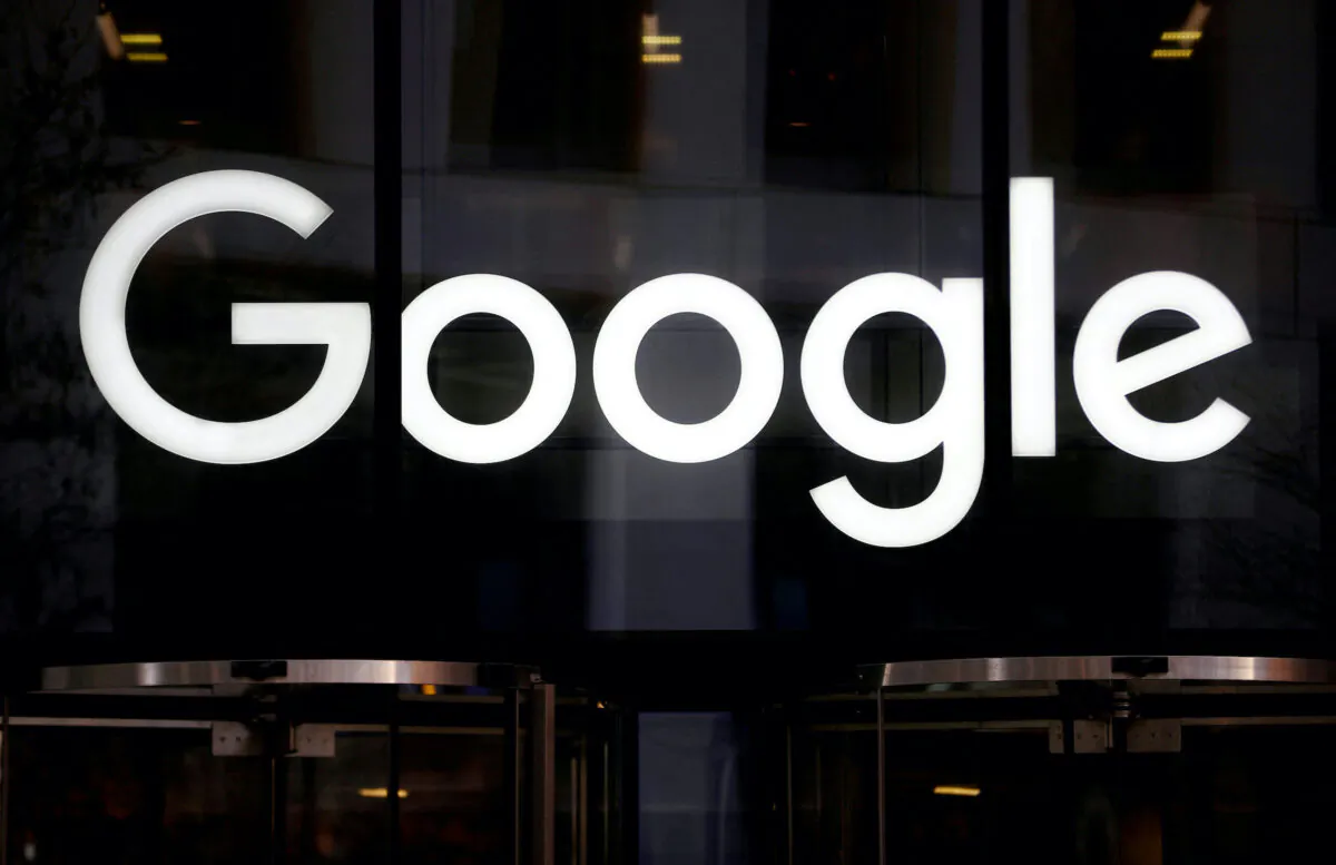 The Google logo is pictured at the entrance to the Google offices in London, Britain, on Jan. 18, 2019. (Hannah McKay/Reuters)