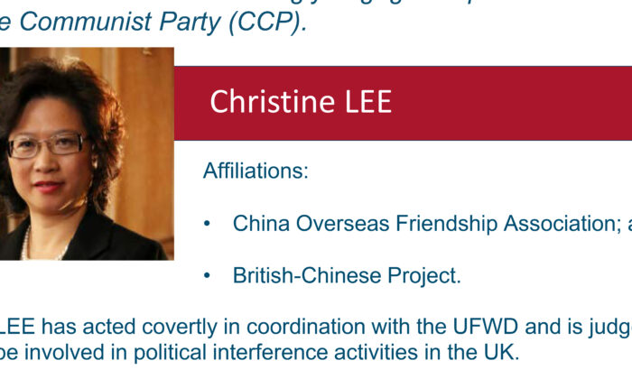 Detail of an MI5 Security Service Interference Alert (SSIA) identifying Christine Ching Kui Lee as "an agent of the Chinese government” operating in the British Parliament, issued by the Office of the Speaker of the House of Commons on Jan. 12, 2022. (House of Commons/PA)
