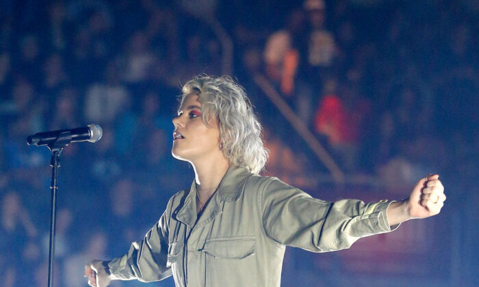 Taya of Hillsong United sings during the opening night of the Hillsong UNITED tour at the H-E-B Center at Cedar Park in Cedar Park, Texas on April 25, 2019. (Photo by Chris Covatta/Getty Images)