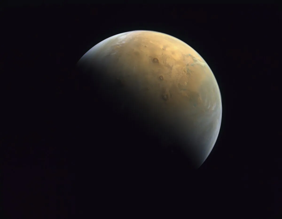 Mars on Feb. 10, 2021. (Mohammed bin Rashid Space Center/UAE Space Agency via AP)