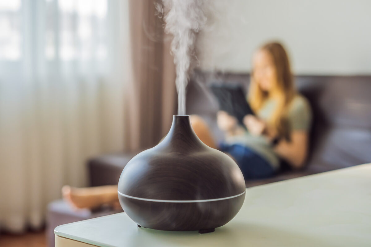 Electric Ultrasonic Essential Oil Aroma Diffuser and Humidifier.  By Elizaveta Galitckaia /Shutterstock