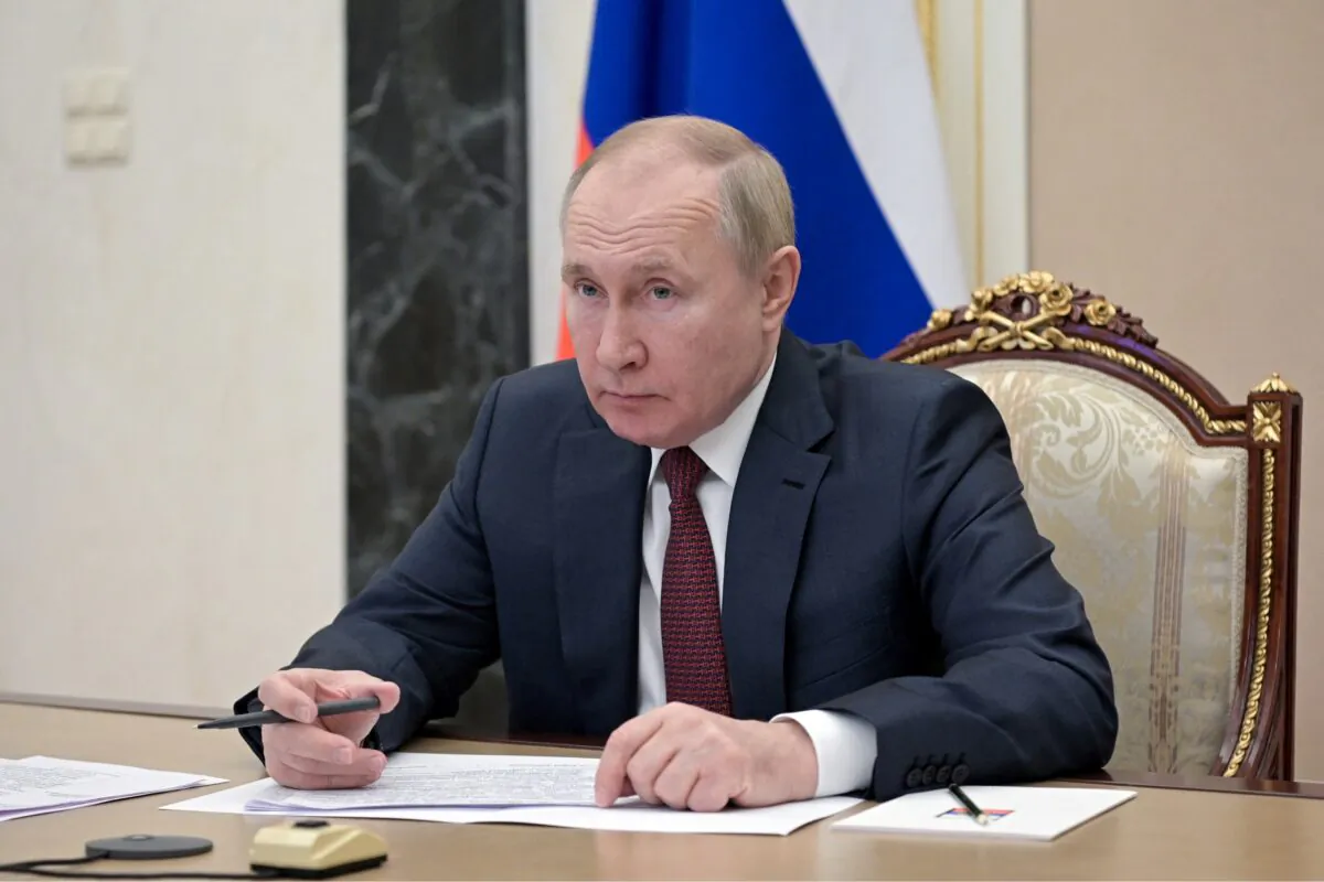 Russian President Vladimir Putin chairs a meeting in Moscow, on Jan. 12, 2022. (Alexey Nikolsky/Sputnik/AFP via Getty Images)
