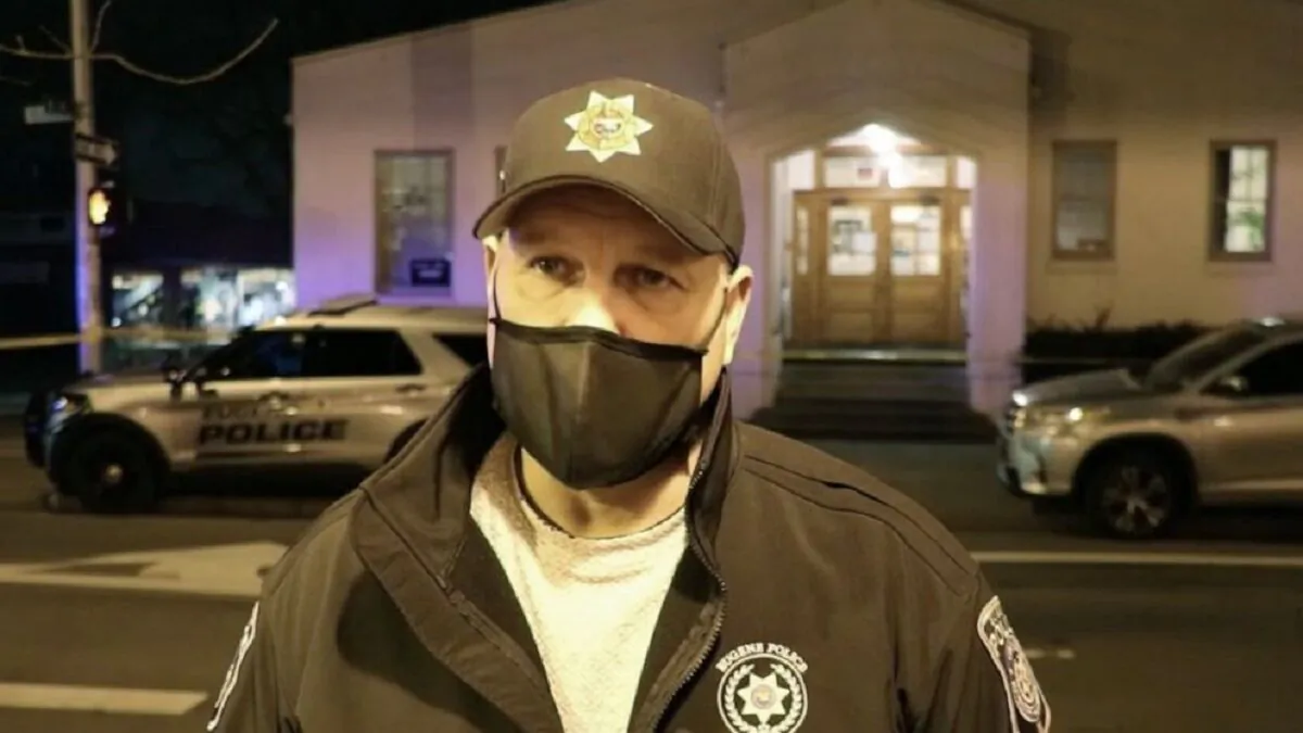 Eugene Police Department Chief Chris Skinner speaks after a deadly shooting at Wow Hall in Eugene, Ore., on Jan. 14, 2022. (Eugene Police Department)