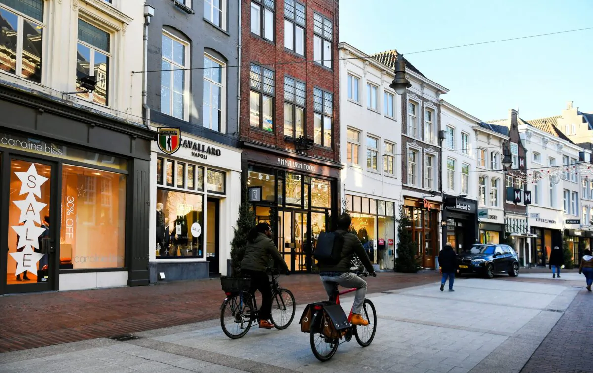 A general view of a largely deserted Dutch urban centre is seen as the country enters into its third day of lockdown, in Den Bosch, Netherlands, on Dec. 21, 2021. (Piroschka van de Wouw/Reuters)