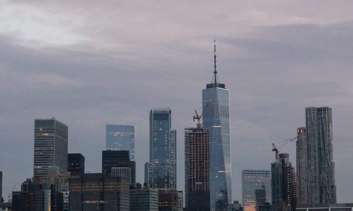 The skyline of lower Manhattan before sunrise in New York on July 17, 2019. (Brendan McDermid/Reuters)