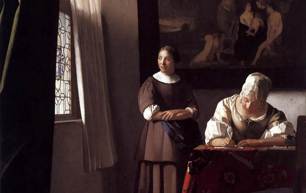 For centuries, letter writing has left a record of individual lives. A detail from  "Lady Writing a Letter with Her Maid," circa 1670, by Johannes Vermeer. National Gallery of Ireland, Dublin, Ireland. (PD-US)