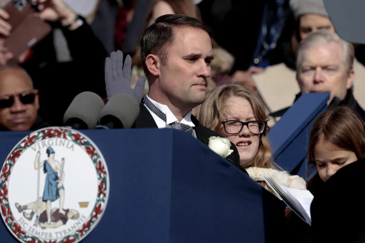 Jason Miyares is sworn in as Virginia’s 48th attorney general, in Richmond, Va., on Jan. 15, 2022. (Anna Moneymaker/Getty Images)