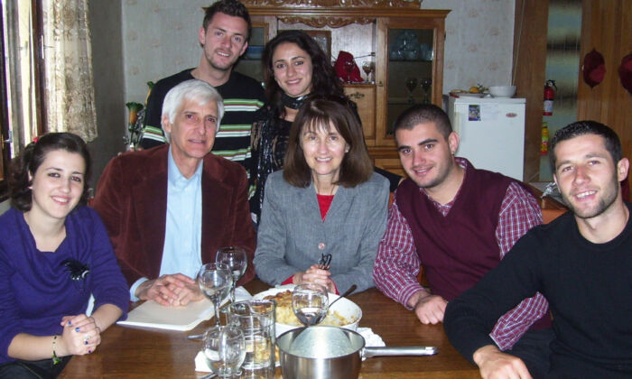 Bill and Sue Burtness with students from Pristina University, Kosovo, in November 2008. (Courtesy of Bill Burtness)