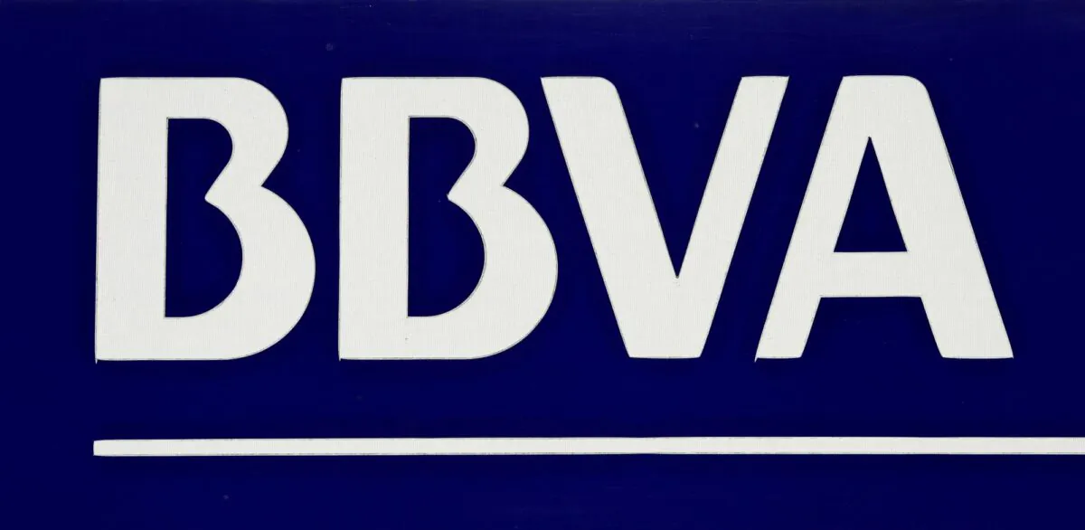 BBVA bank logo is pictured in Seville, southern Spain, on March 14, 2016. (Marcelo del Pozo/Reuters)