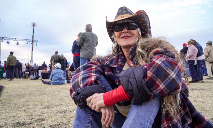 President Trump supporter Petra Partello says Trump "absolutely" is the right person to become president in 2024, at a Trump rally in Florence, Ariz., on Jan. 22, 2022. (Allan Stein/The Epoch Times)
