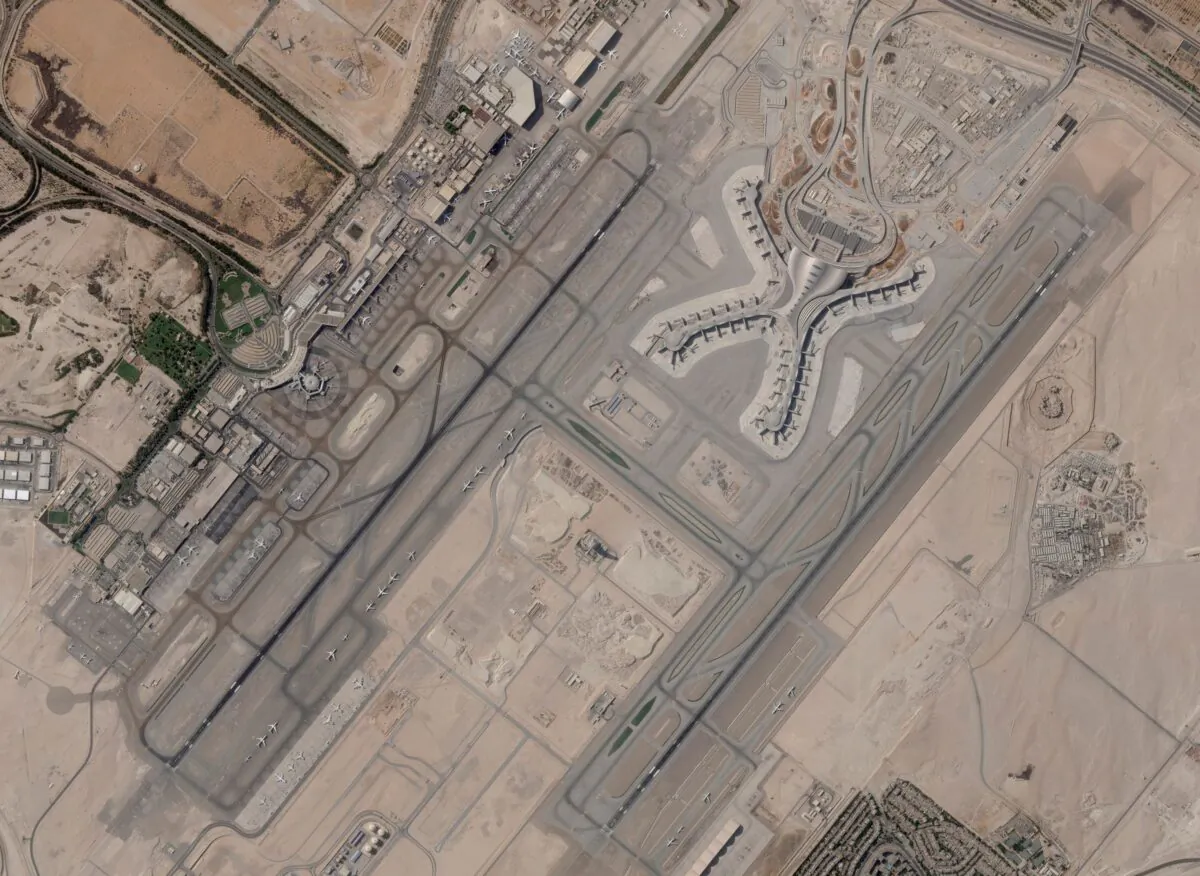 Abu Dhabi International Airport in United Arab Emirates on Dec. 8, 2021. (Planet Labs PBC via AP)