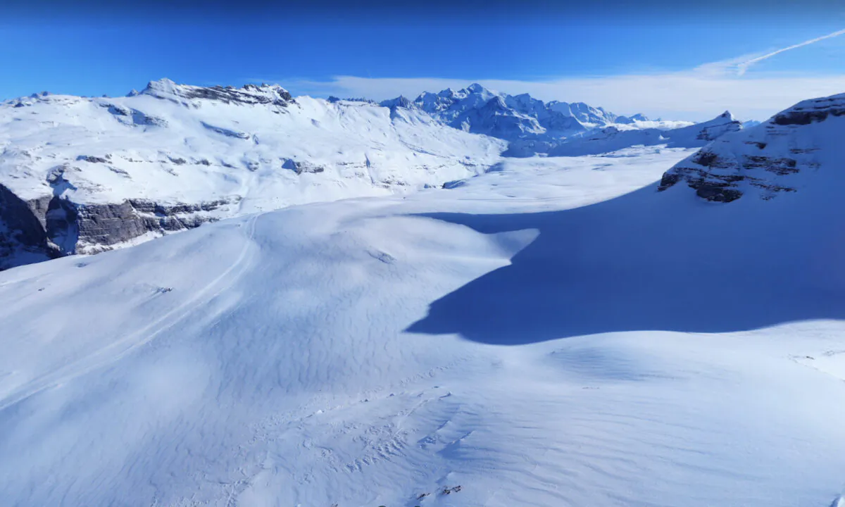 A Google Maps screenshot of stretch of the French Alps near the Flaine ski resort. (Screenshot via The Epoch Times)