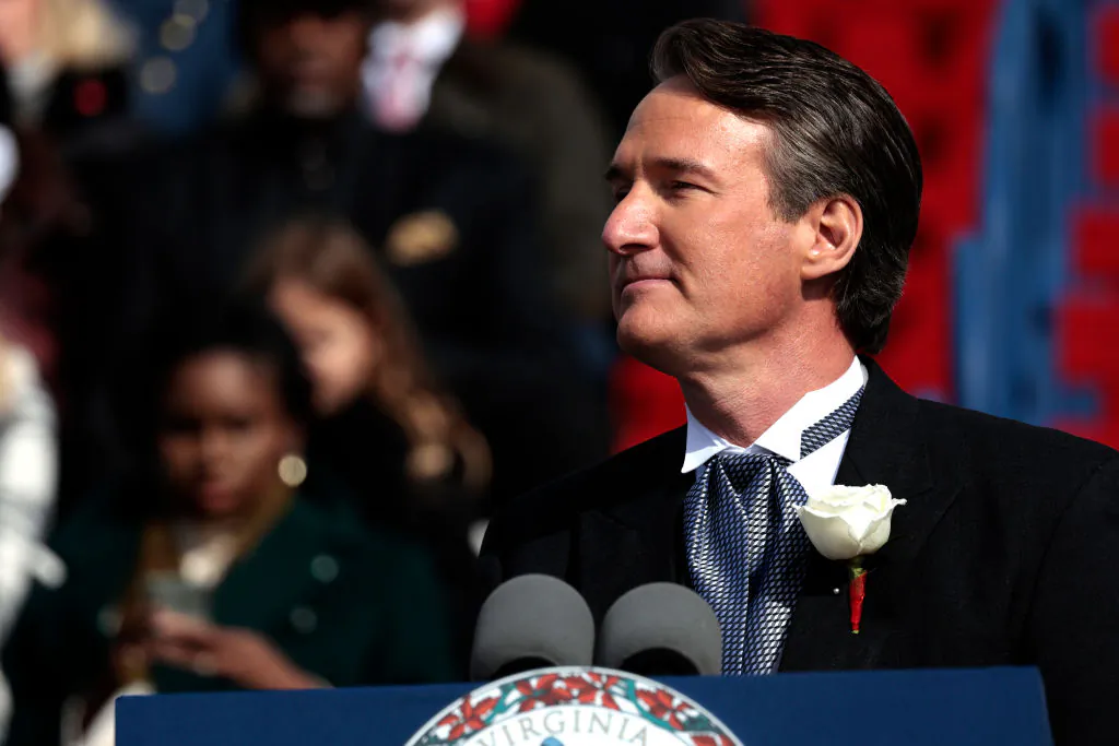 Virginia Governor Glenn Youngkin gives the inaugural address after being sworn in as the 74th Governor of Virginia in Richmond, Va., on Jan. 15, 2022. (Anna Moneymaker/Getty Images)