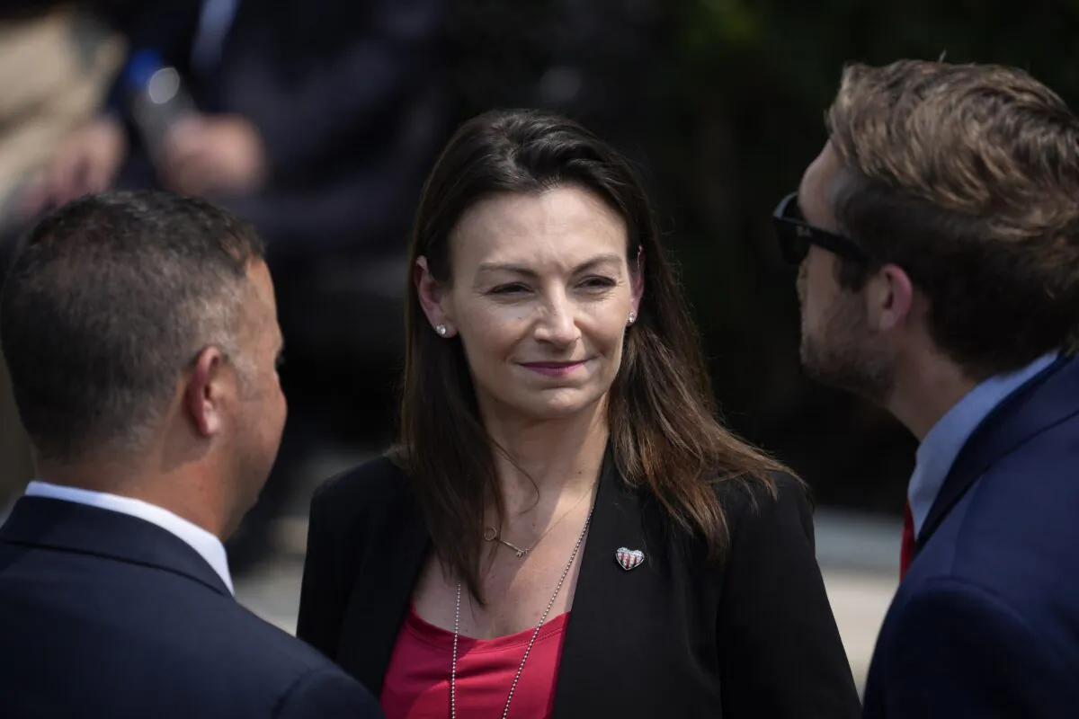 Nikki Fried, Florida's agriculture commissioner, speaks with others in Washington on July 20, 2021. (Drew Angerer/Getty Images)