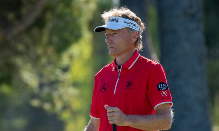 Bernhard Langer on the green of the eighth during the final round of the Charles Schwab Cup Championship golf tournament at Phoenix Country Club in Phoenix, Arizona on Nov 14, 2021. (Allan Henry-USA TODAY Sports via Field Level Media)