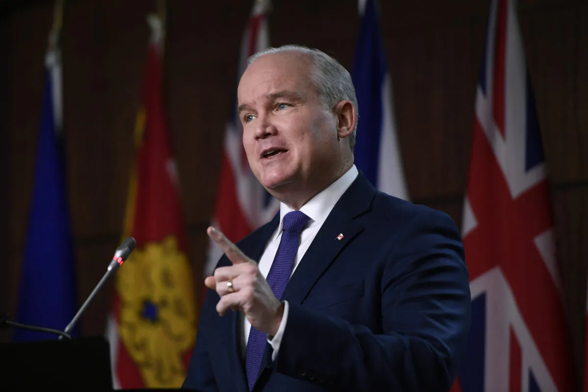 Conservative Leader Erin O'Toole speaks during a news conference on Parliament Hill in Ottawa on Jan. 6, 2022. (The Canadian Press/Justin Tang)
