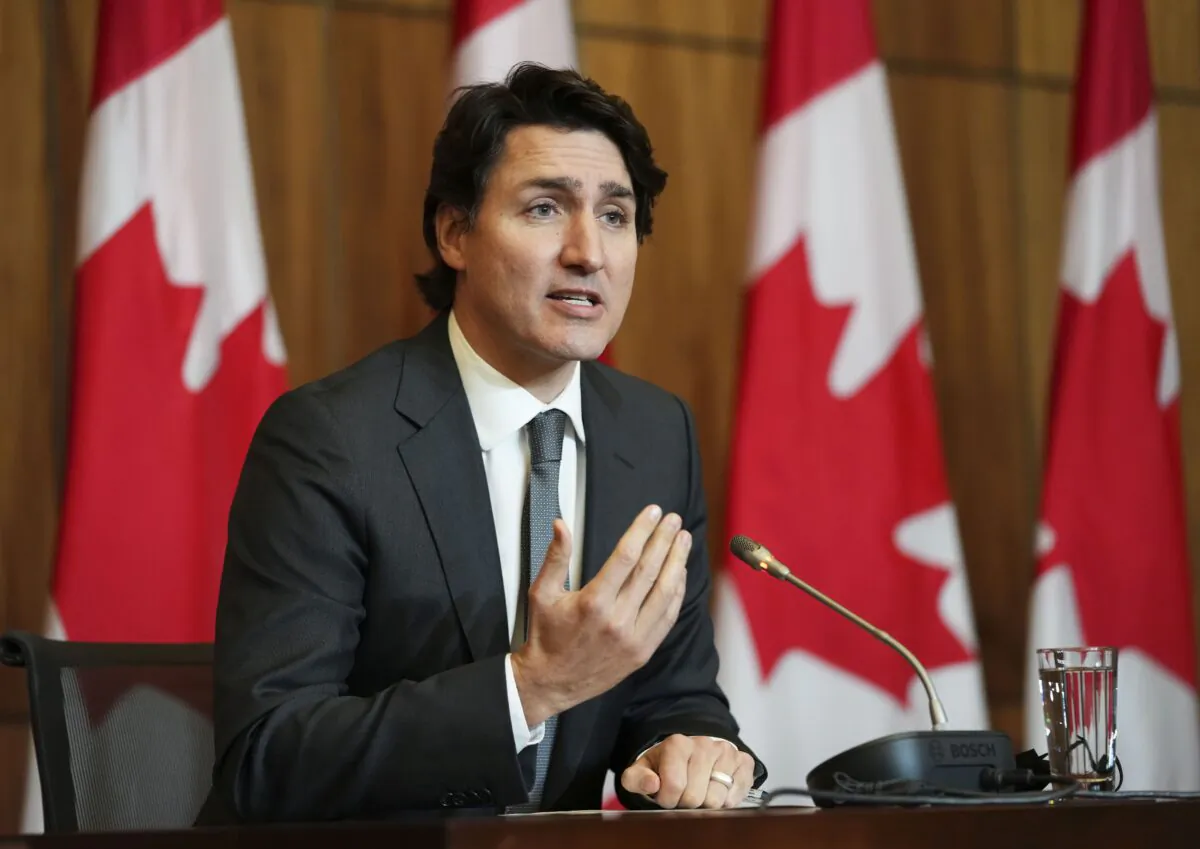 Prime Minister Justin Trudeau speaks during a press conference in Ottawa on Jan. 12, 2022. (The Canadian Press/Sean Kilpatrick)