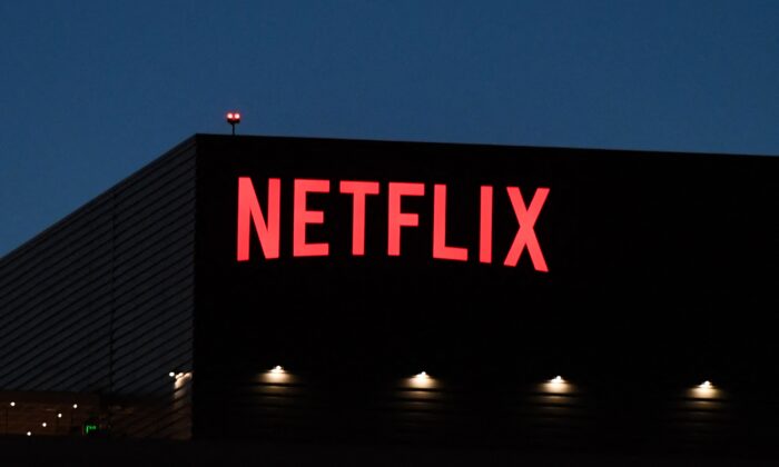 The Netflix logo is seen on the Netflix, Inc. building on Sunset Boulevard in Los Angeles on Oct. 19, 2021. (Robyn Beck/AFP via Getty Images)