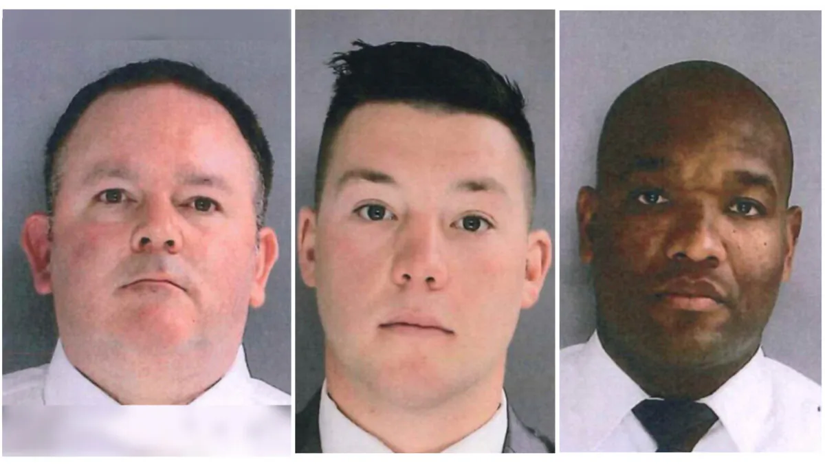 Sharon Hill police officers Brian Devaney (L), Sean Dolan (C), and Devon Smith. (Delaware County District Attorney's Office via AP)