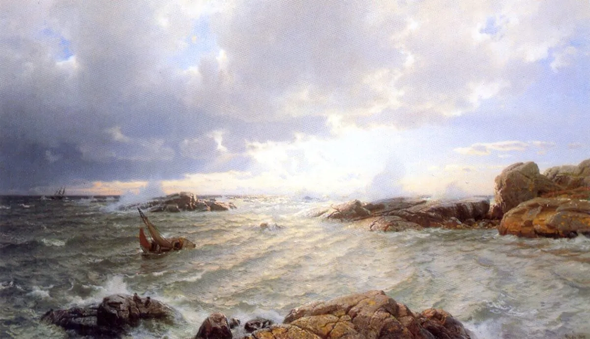"Brenning Ved Hanko," 1890, by Hans Gude. (Public domain)