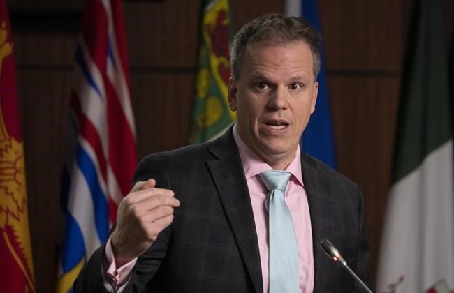 Leader of the Government in the House of Commons Mark Holland speaks during a news conference,  November 22, 2021 in Ottawa. (The Canadian Press/Adrian Wyld)