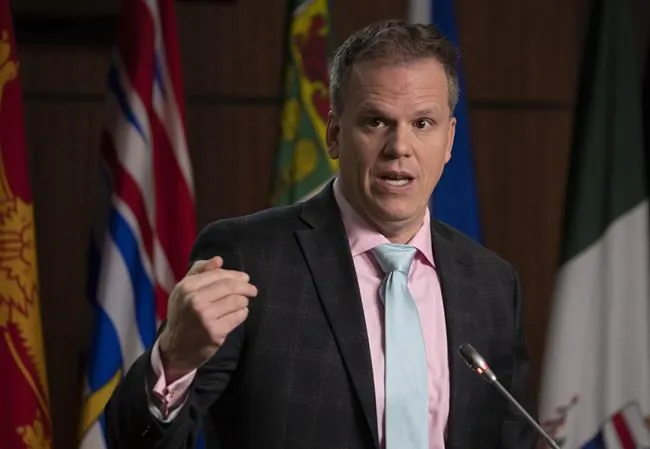 Leader of the Government in the House of Commons Mark Holland speaks during a news conference,  November 22, 2021 in Ottawa. (The Canadian Press/Adrian Wyld)