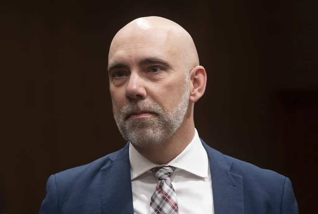 Parliamentary Budget Officer Yves Giroux waits to appear before the Commons finance committee on Parliament Hill in Ottawa on March 10, 2020. (The Canadian Press/Adrian Wyld) 