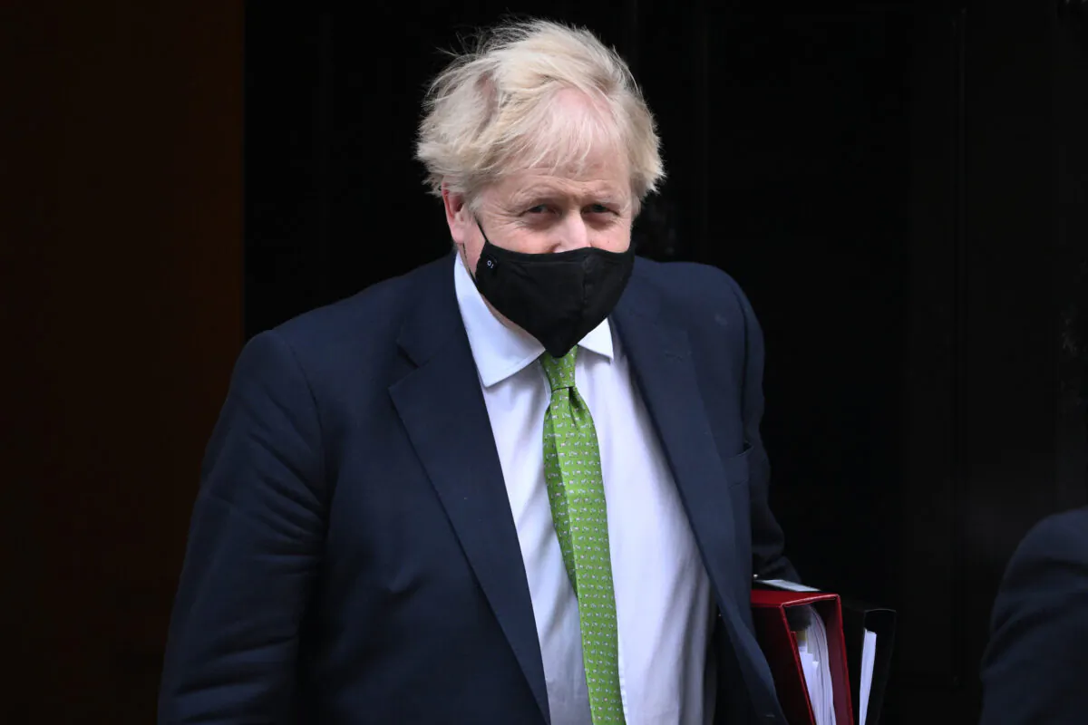 Prime Minister Boris Johnson leaves 10 Downing Street on Jan. 19, 2022. (Leon Neal/Getty Images)