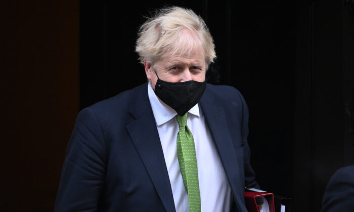 Prime Minister Boris Johnson leaves 10 Downing Street on Jan. 19, 2022. (Leon Neal/Getty Images)
